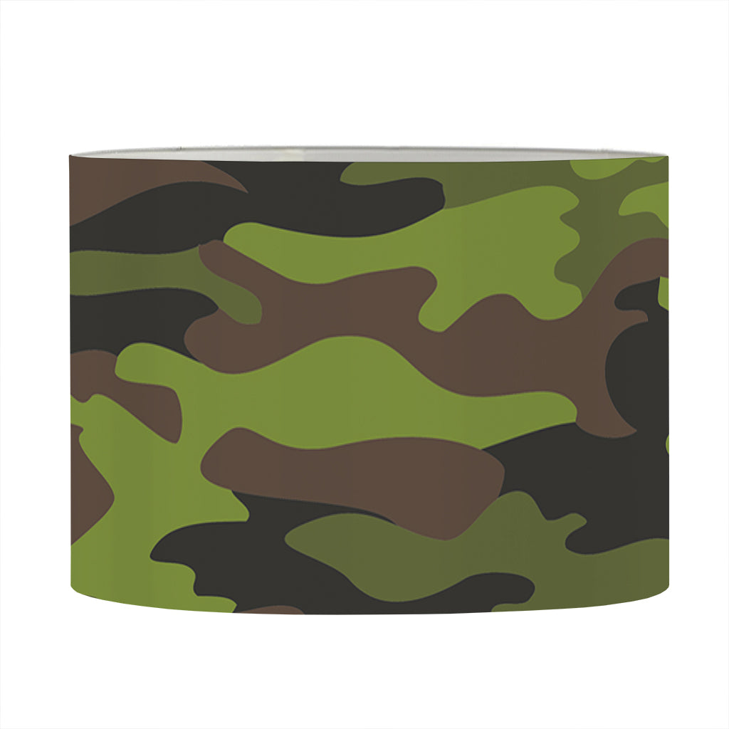 Dark Green And Black Camouflage Print Drum Lamp Shade