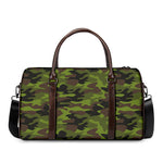 Dark Green And Black Camouflage Print Duffle Bag