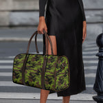 Dark Green And Black Camouflage Print Duffle Bag