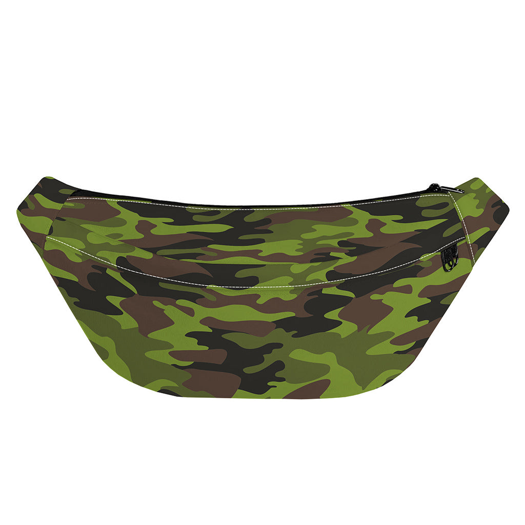 Dark Green And Black Camouflage Print Fanny Pack