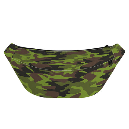 Dark Green And Black Camouflage Print Fanny Pack