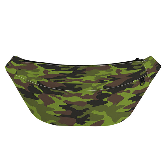 Dark Green And Black Camouflage Print Fanny Pack