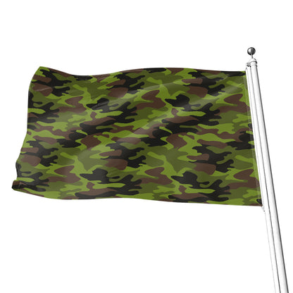 Dark Green And Black Camouflage Print Flag