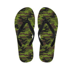 Dark Green And Black Camouflage Print Flip Flops