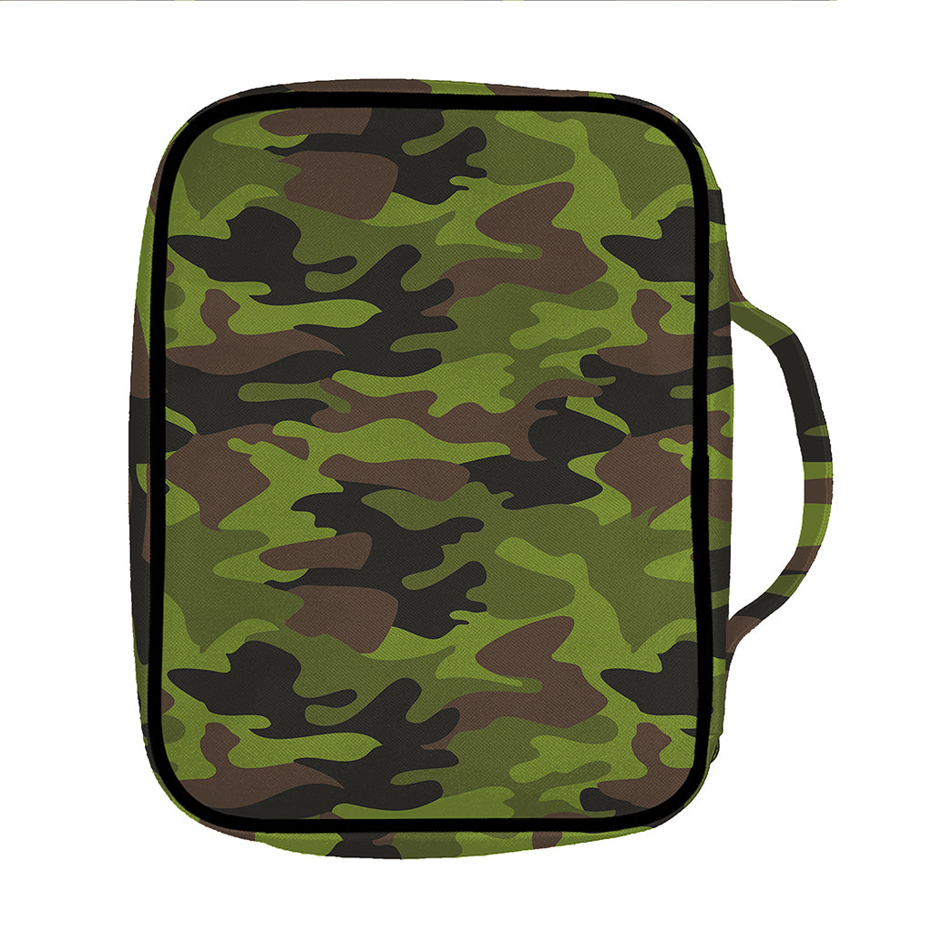 Dark Green And Black Camouflage Print Front Pocket Bible Bag
