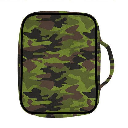 Dark Green And Black Camouflage Print Front Pocket Bible Bag