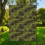 Dark Green And Black Camouflage Print Garden Flag