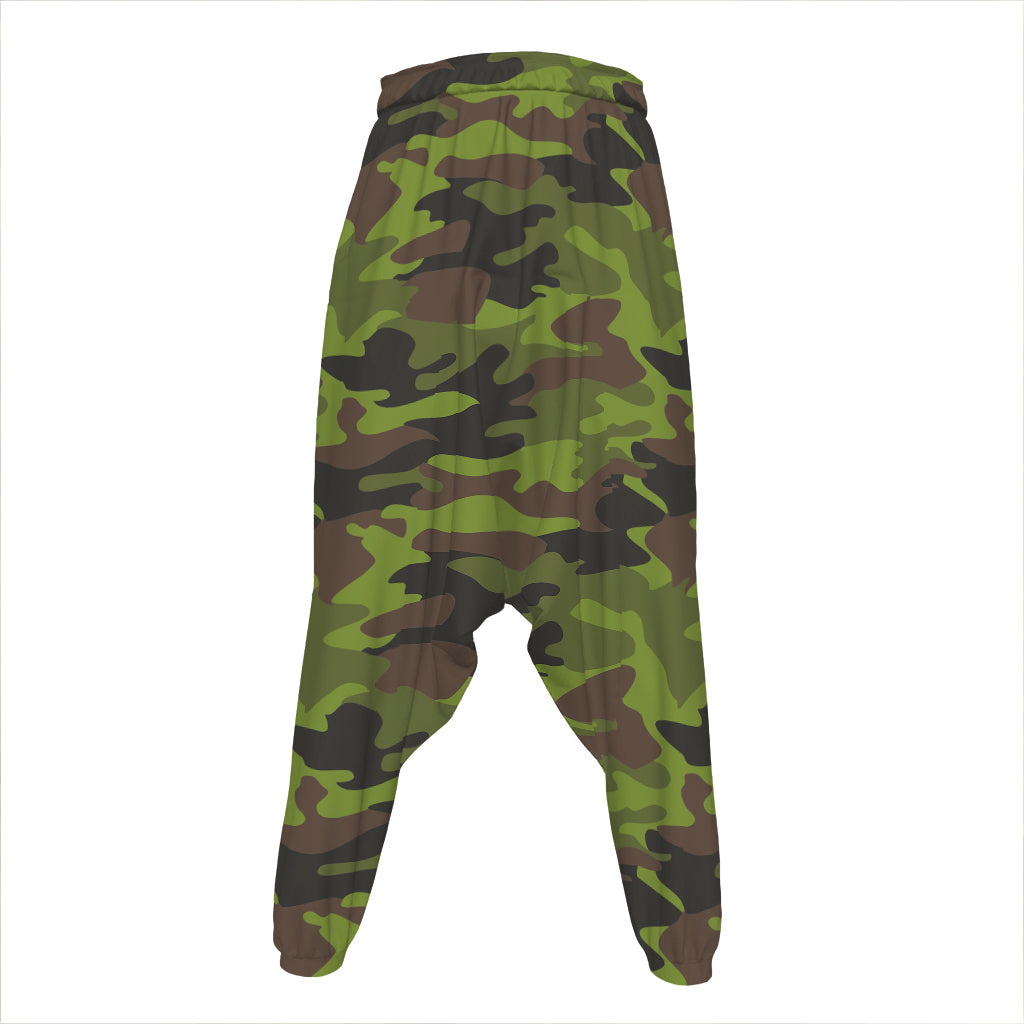 Dark Green And Black Camouflage Print Hammer Pants
