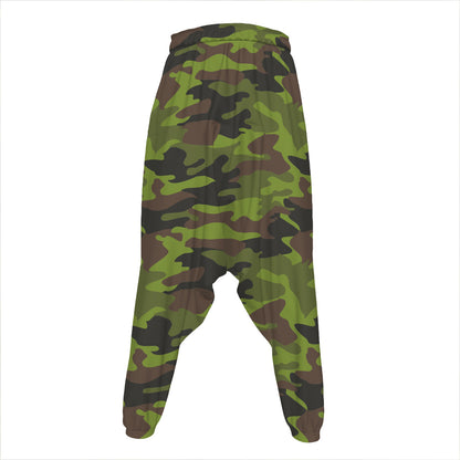 Dark Green And Black Camouflage Print Hammer Pants