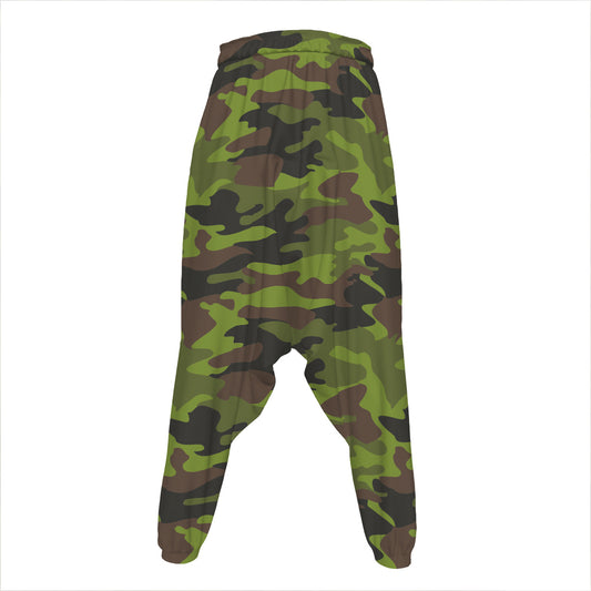 Dark Green And Black Camouflage Print Hammer Pants