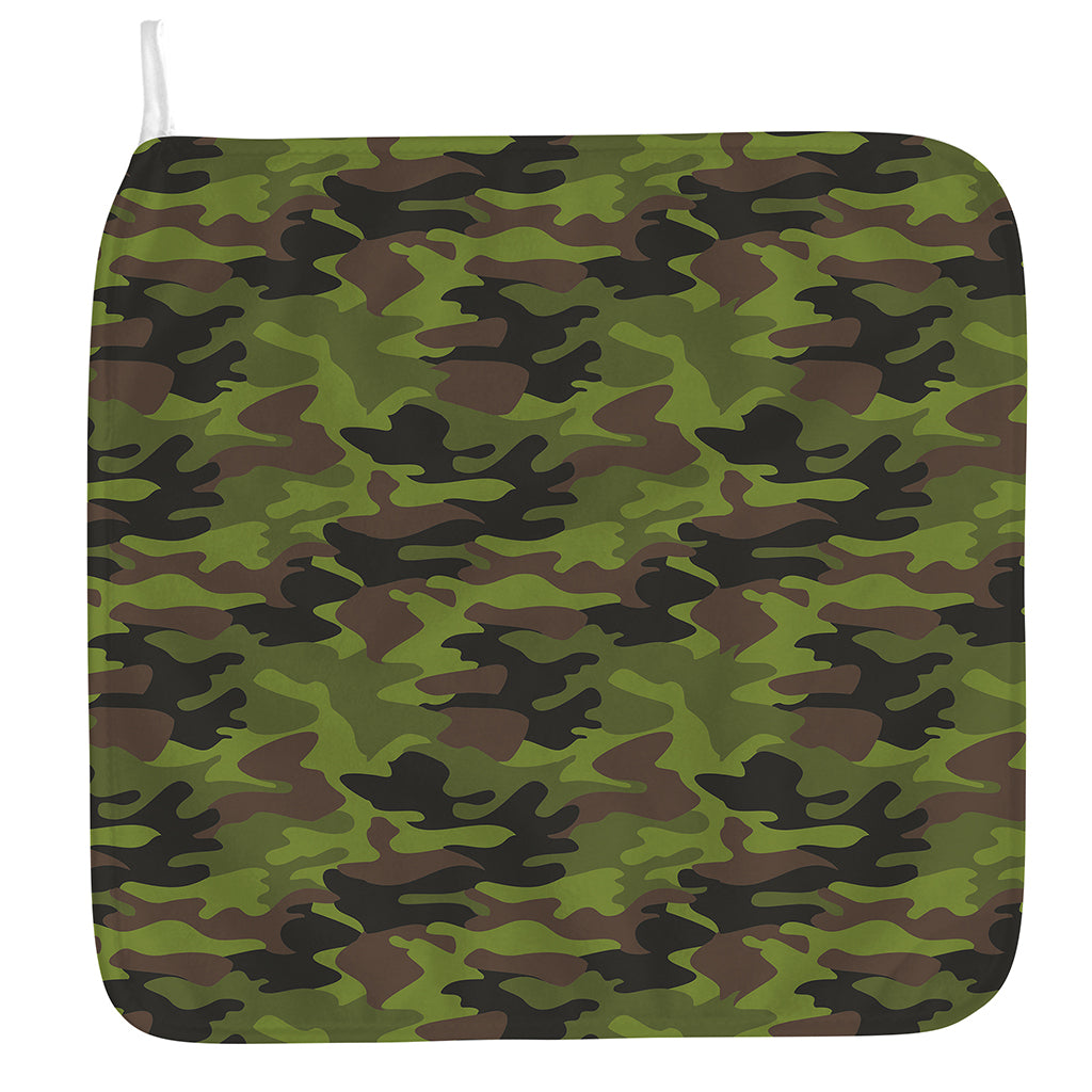 Dark Green And Black Camouflage Print Hand Towel