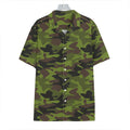 Dark Green And Black Camouflage Print Hawaiian Shirt