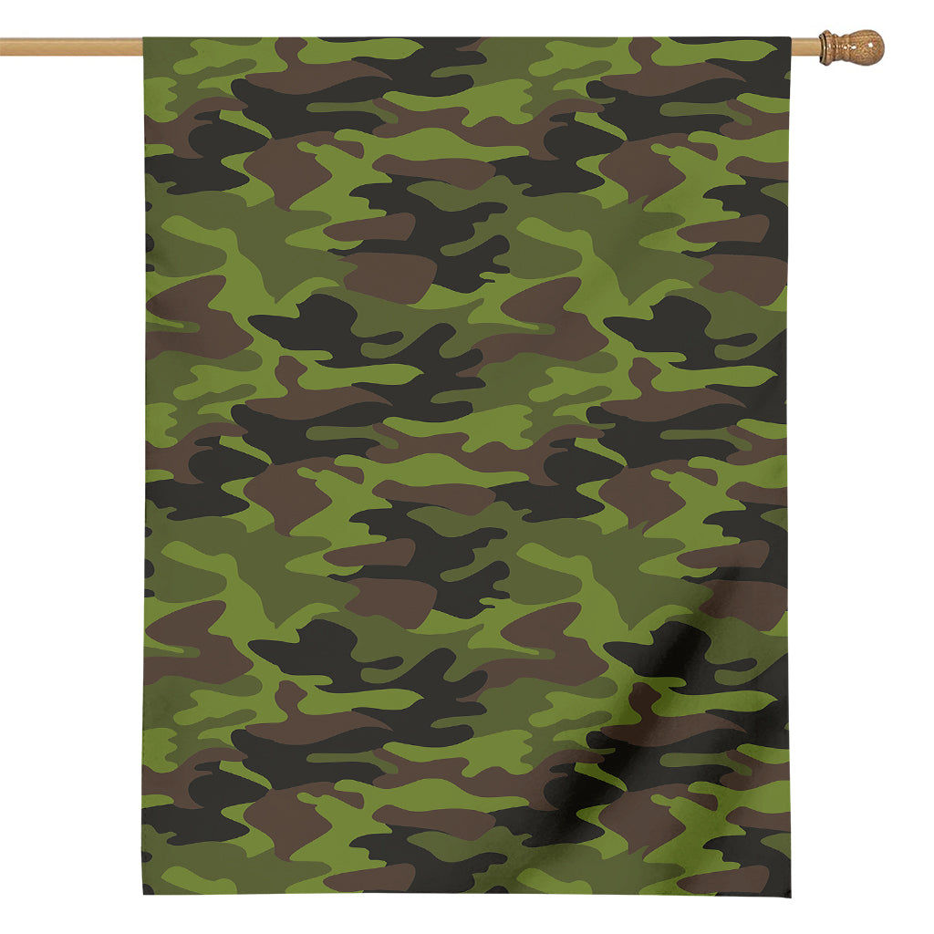 Dark Green And Black Camouflage Print House Flag