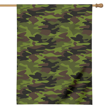 Dark Green And Black Camouflage Print House Flag