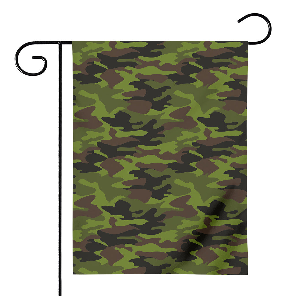 Dark Green And Black Camouflage Print House Flag