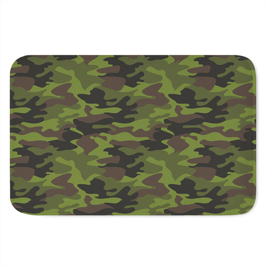 Dark Green And Black Camouflage Print Indoor Door Mat