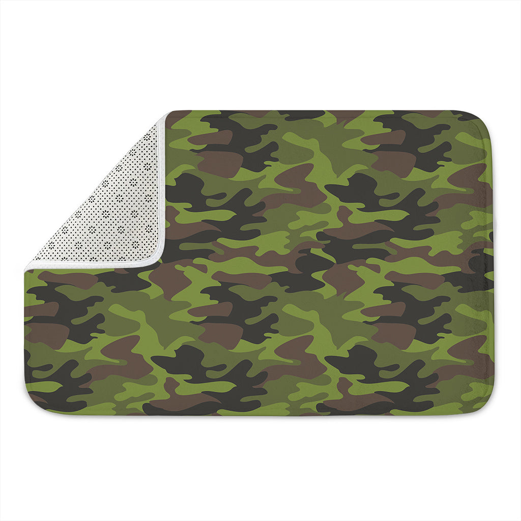 Dark Green And Black Camouflage Print Indoor Door Mat