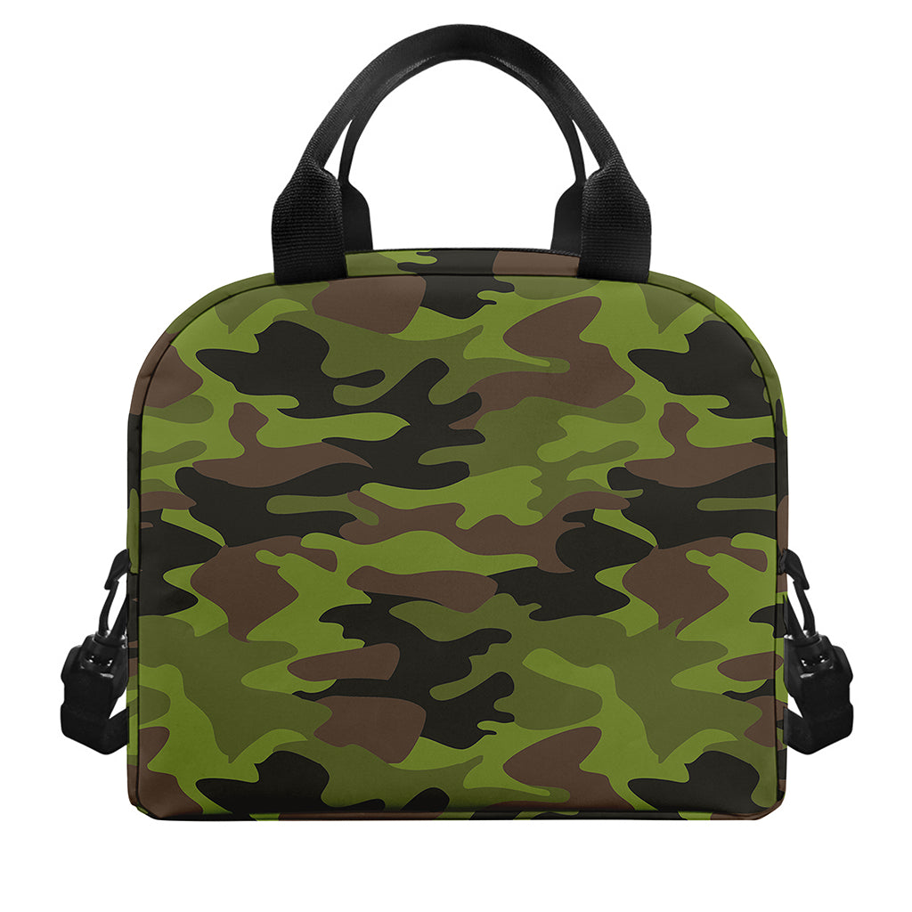 Dark Green And Black Camouflage Print Insulated Lunch Bag