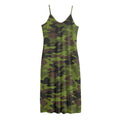Dark Green And Black Camouflage Print Jersey Midi Cami Dress