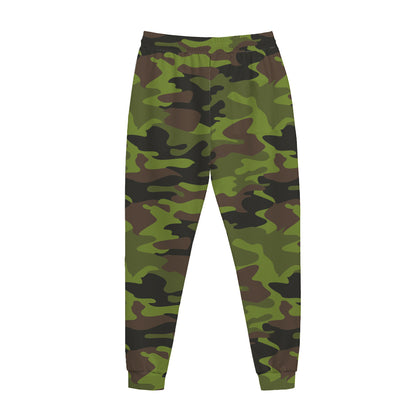 Dark Green And Black Camouflage Print Jogger Pants