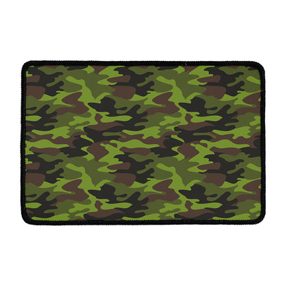 Dark Green And Black Camouflage Print Kitchen Mat