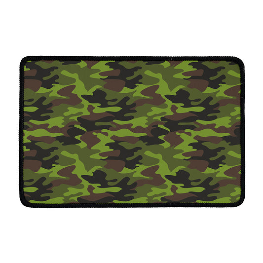 Dark Green And Black Camouflage Print Kitchen Mat