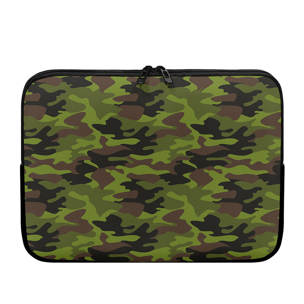 Dark Green And Black Camouflage Print Laptop Sleeve