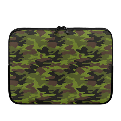 Dark Green And Black Camouflage Print Laptop Sleeve