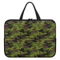 Dark Green And Black Camouflage Print Laptop Sleeve With Handle
