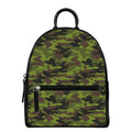 Dark Green And Black Camouflage Print Leather Backpack