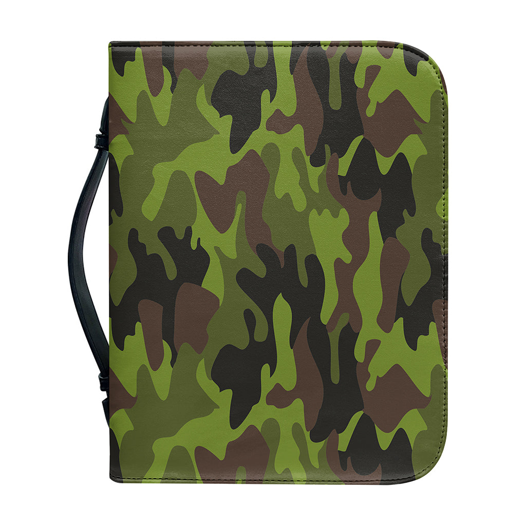 Dark Green And Black Camouflage Print Leather Bible Cover