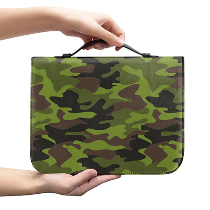 Dark Green And Black Camouflage Print Leather Bible Cover