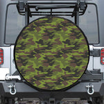 Dark Green And Black Camouflage Print Leather Spare Tire Cover