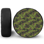 Dark Green And Black Camouflage Print Leather Spare Tire Cover