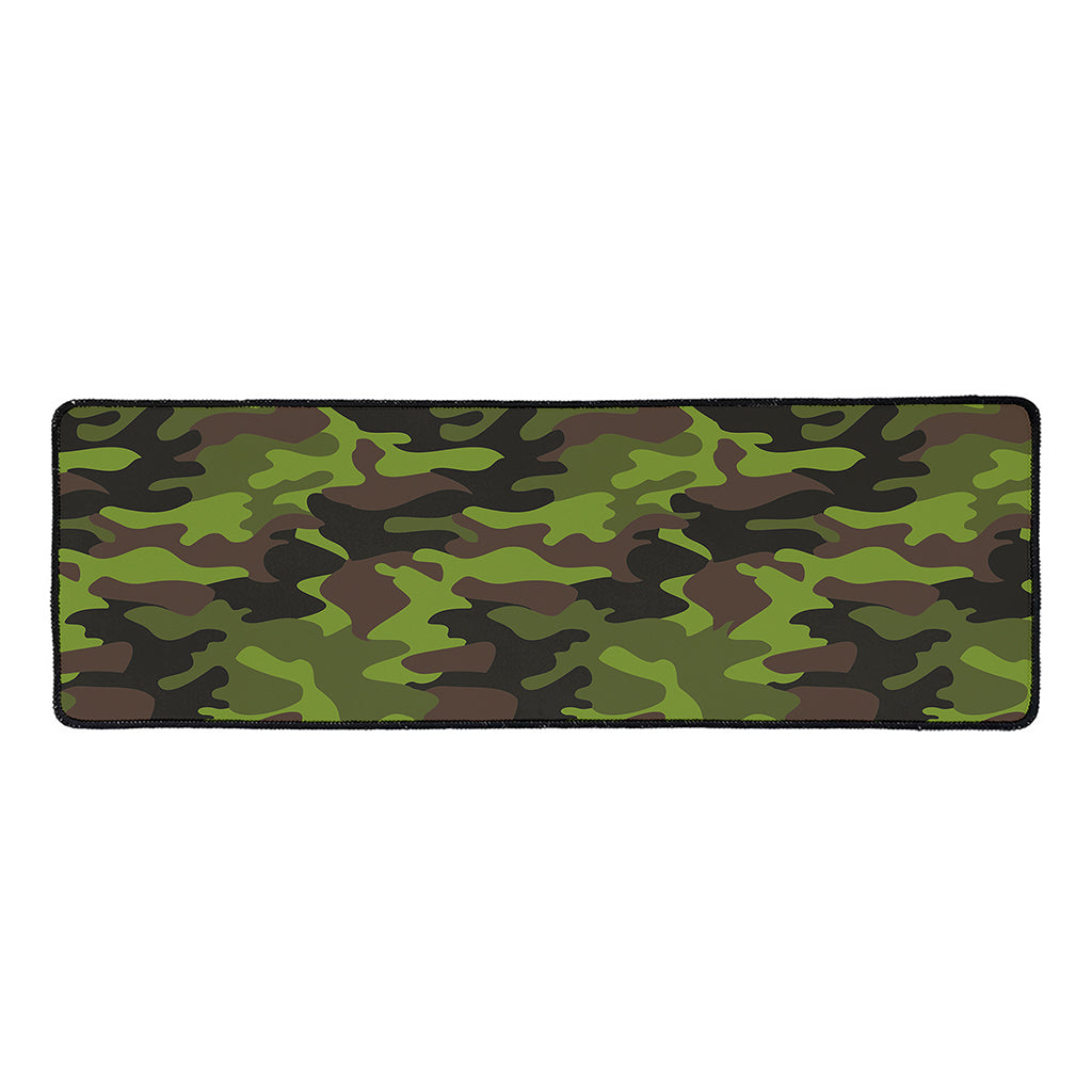 Dark Green And Black Camouflage Print Long Kitchen Mat