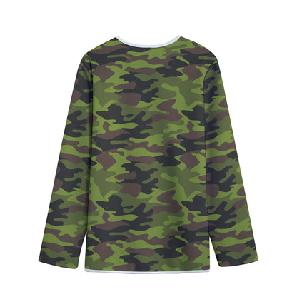 Dark Green And Black Camouflage Print Long Sleeve Short Coat