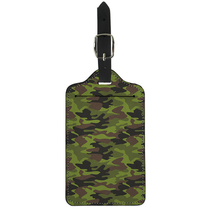 Dark Green And Black Camouflage Print Luggage Tag
