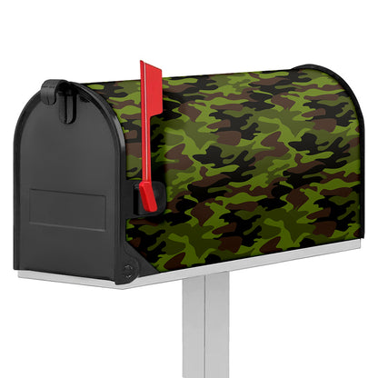 Dark Green And Black Camouflage Print Mailbox Cover