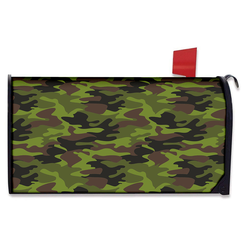 Dark Green And Black Camouflage Print Mailbox Cover