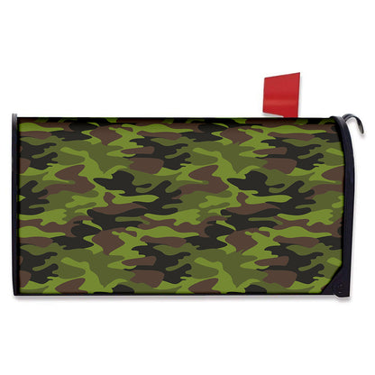 Dark Green And Black Camouflage Print Mailbox Cover