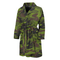 Dark Green And Black Camouflage Print Men's Bathrobe