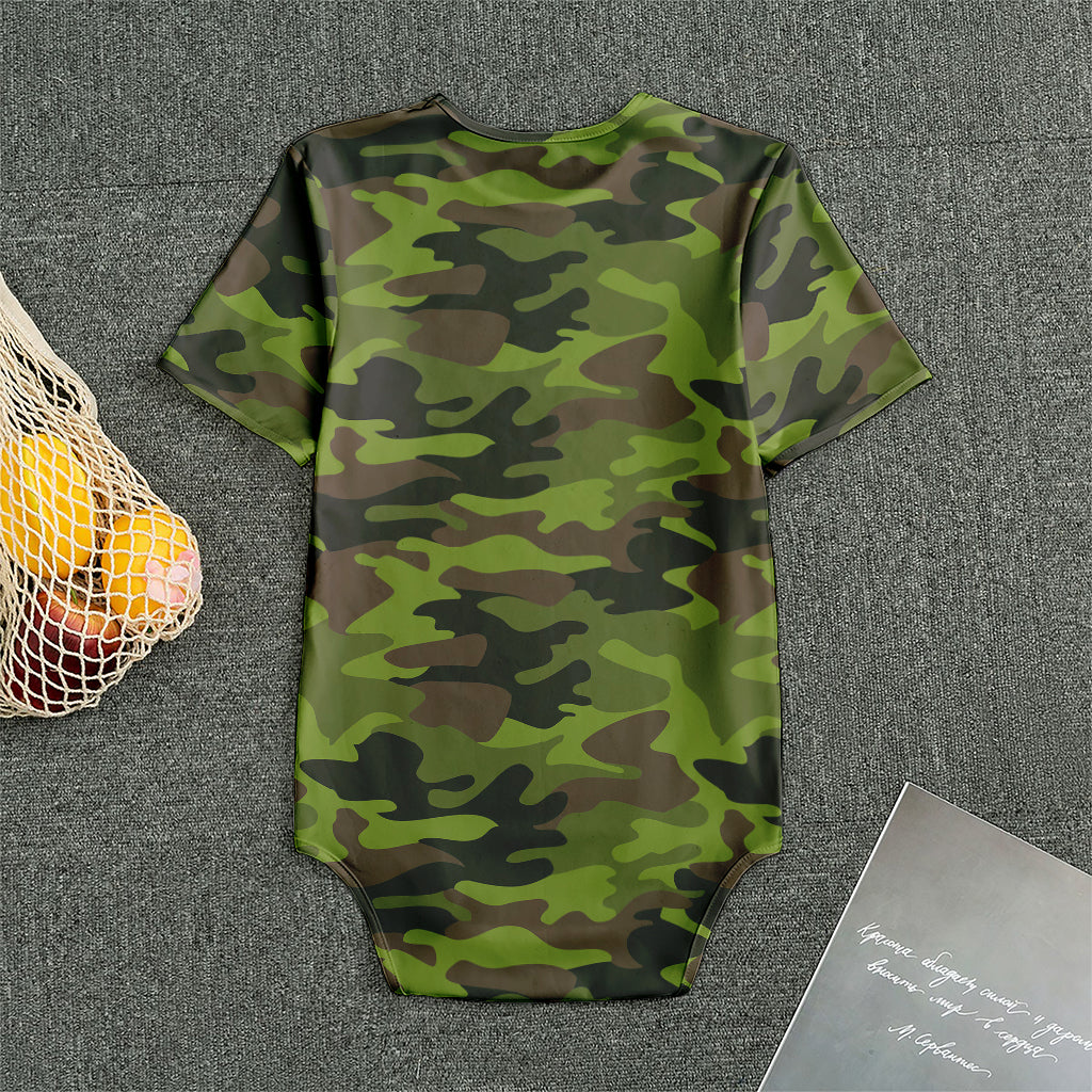 Dark Green And Black Camouflage Print Men's Bodysuit