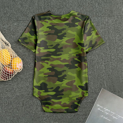 Dark Green And Black Camouflage Print Men's Bodysuit