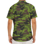 Dark Green And Black Camouflage Print Men's Deep V-Neck Shirt