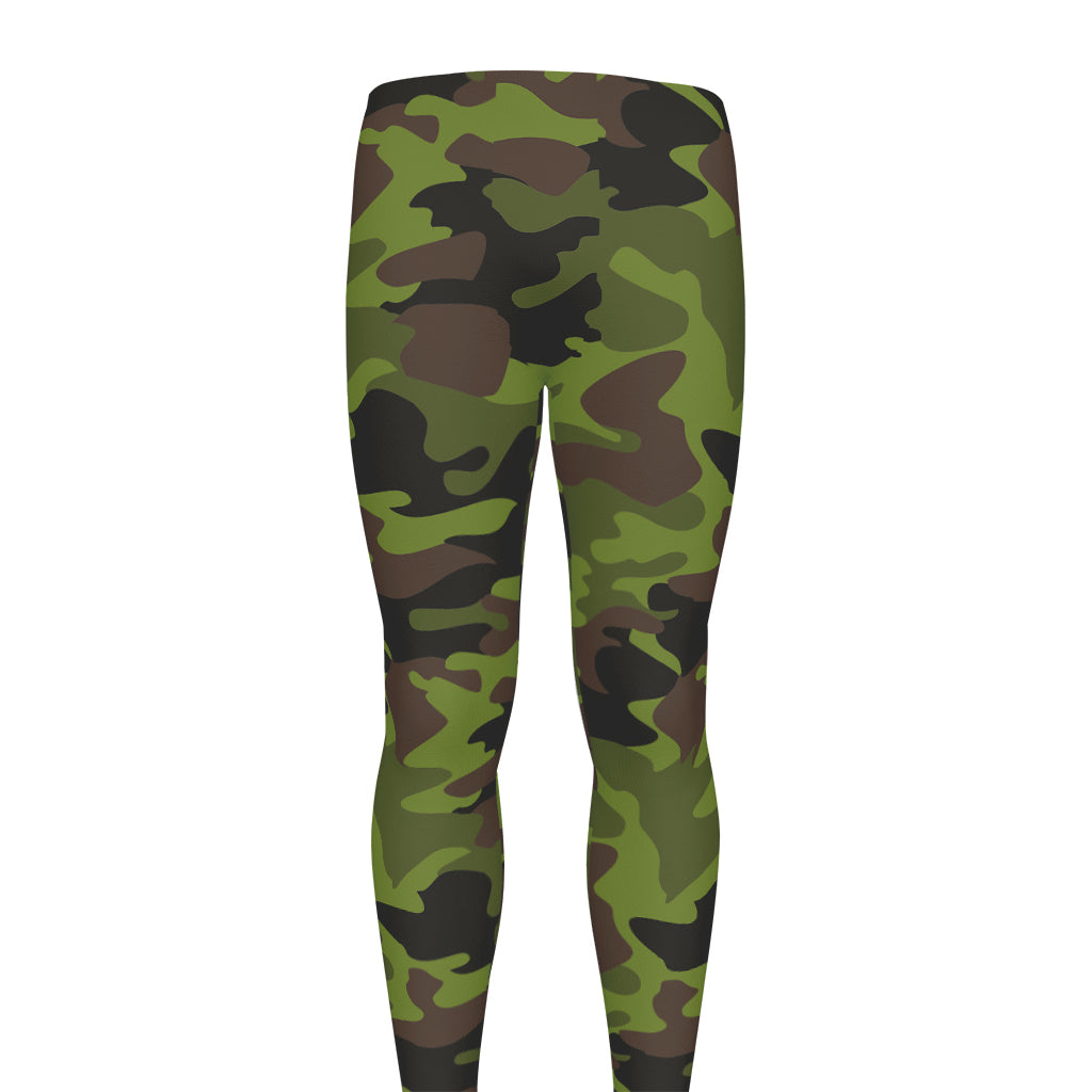 Dark Green And Black Camouflage Print Men's leggings