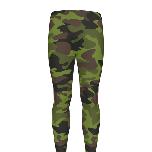Dark Green And Black Camouflage Print Men's leggings