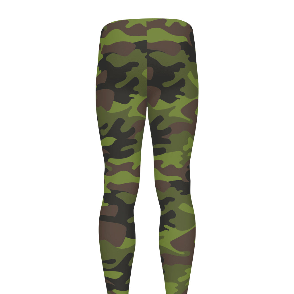 Dark Green And Black Camouflage Print Men's leggings