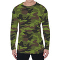 Dark Green And Black Camouflage Print Men's Long Sleeve T-Shirt
