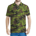 Dark Green And Black Camouflage Print Men's Polo Shirt