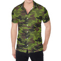 Dark Green And Black Camouflage Print Men's Shirt